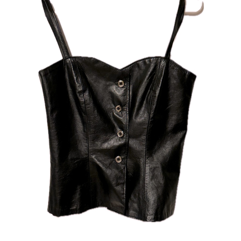 Black Leather top sweetheart neck